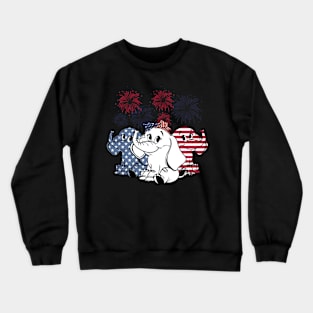 American Flag Firework Elephants Happy 4th Of July Crewneck Sweatshirt